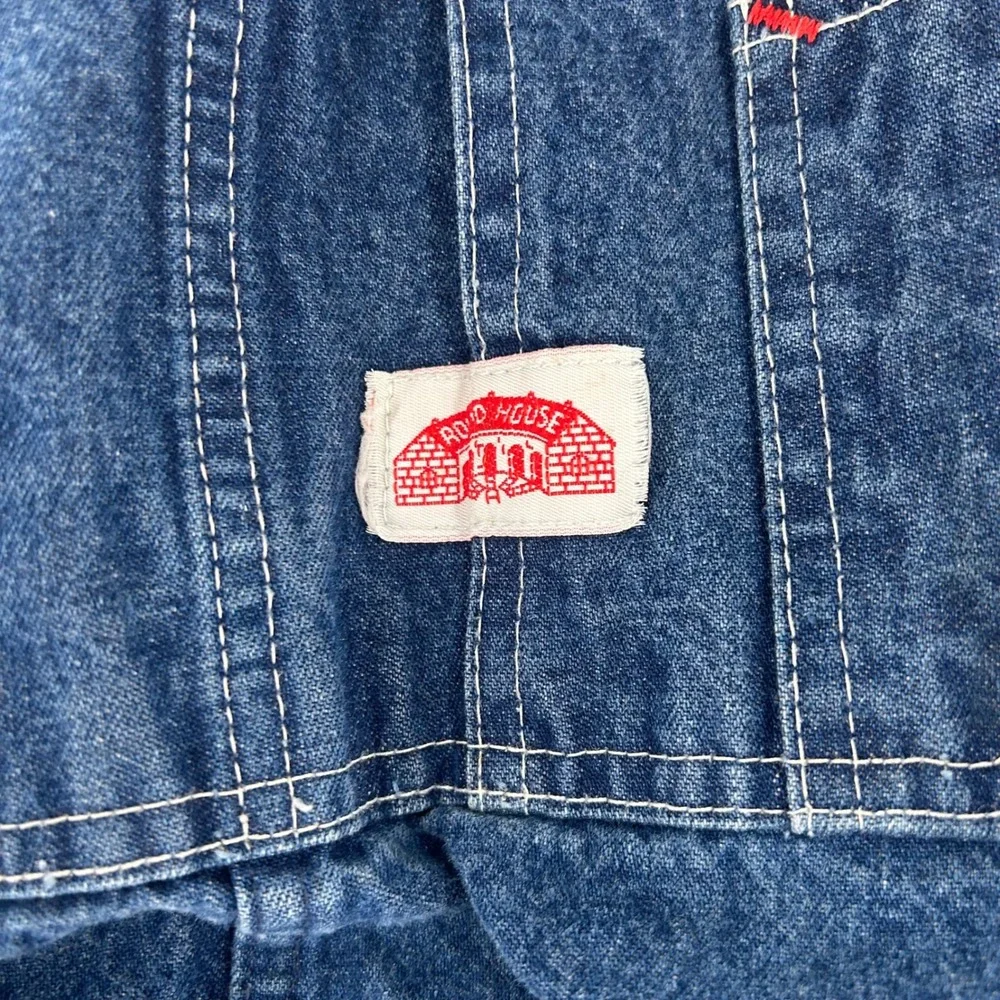 Round House Mens Vintage Denim Bib Overalls Lot 966 Blue Made in USA 38x32